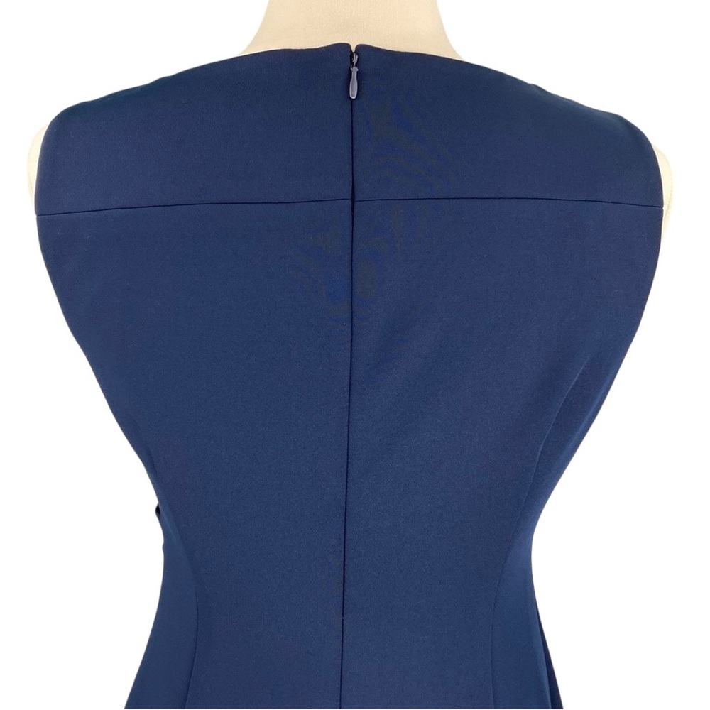 Calvin Klein Navy Blue Side Pleated Classic Sleeveless Midi BodyCon Sheath Dress - Picture 9 of 16